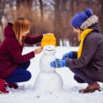kids playing in the snow in Portugal