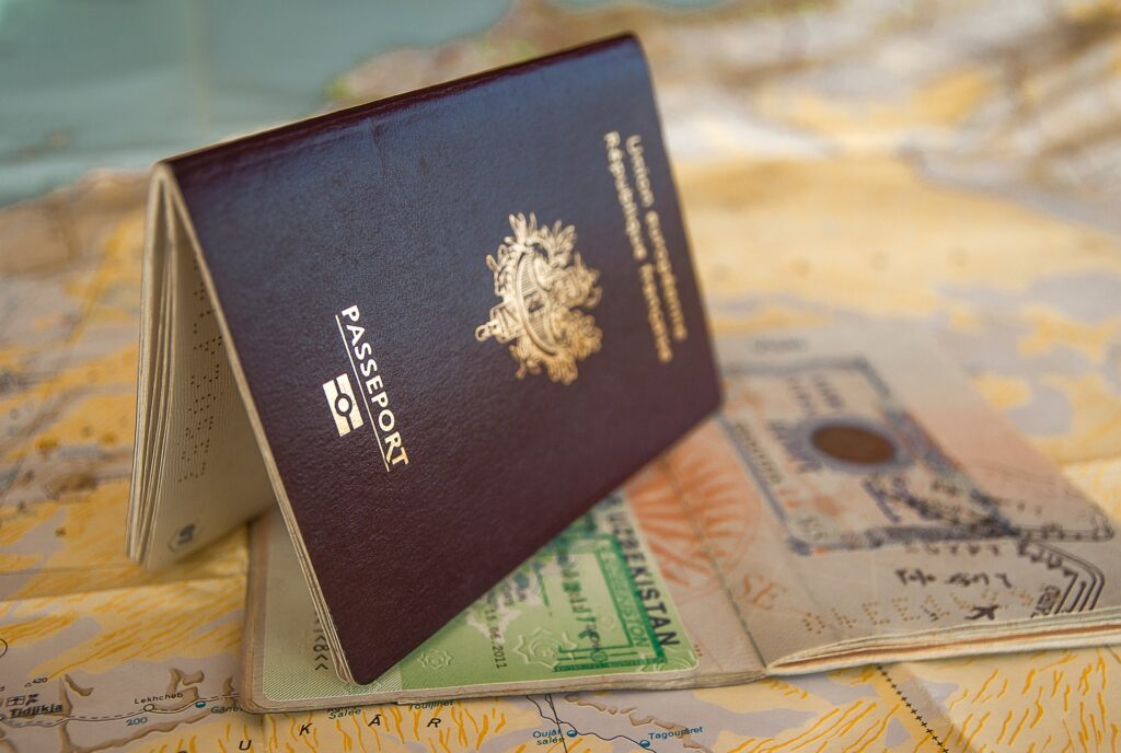 Passport over a table