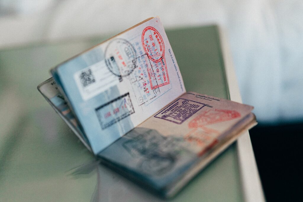 passport with visa stamp approval