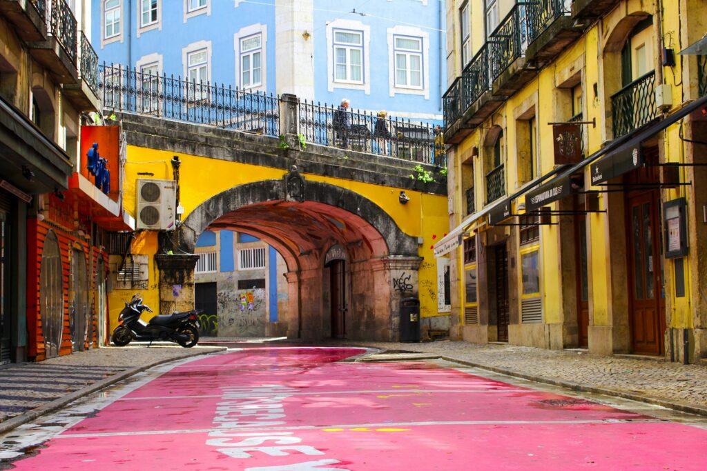pink street in lisbon