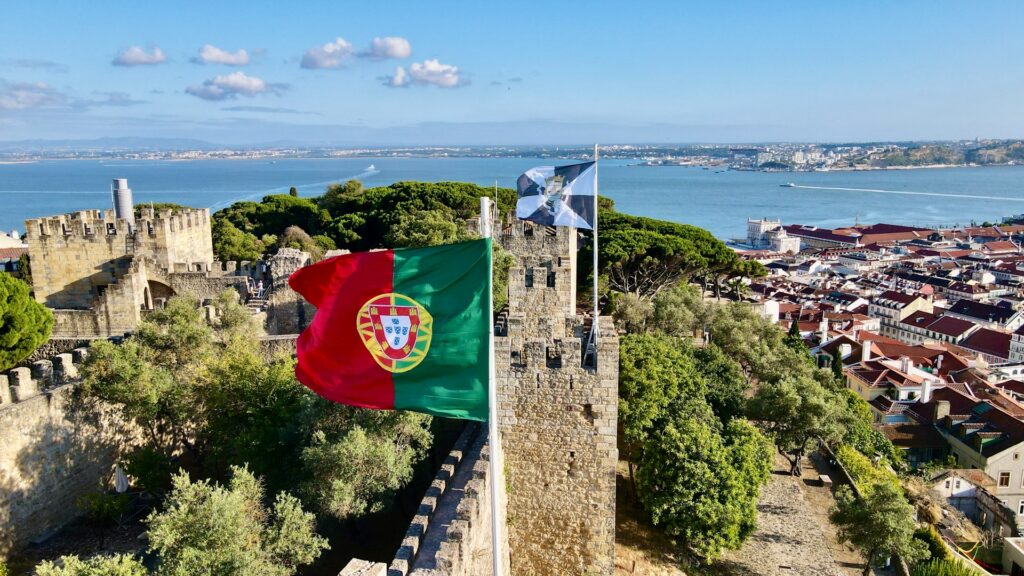 Portugal flag in a castle