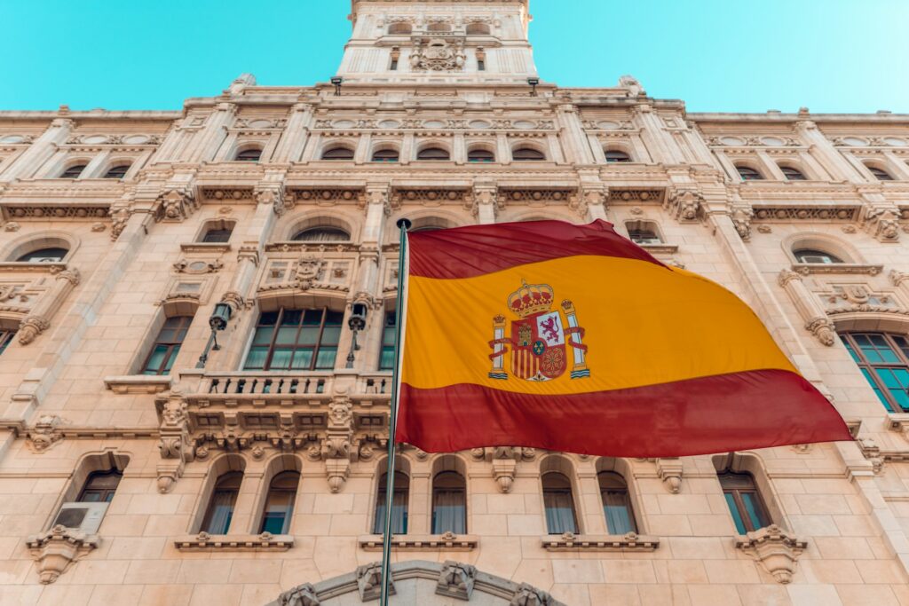 spanish flag in a palace